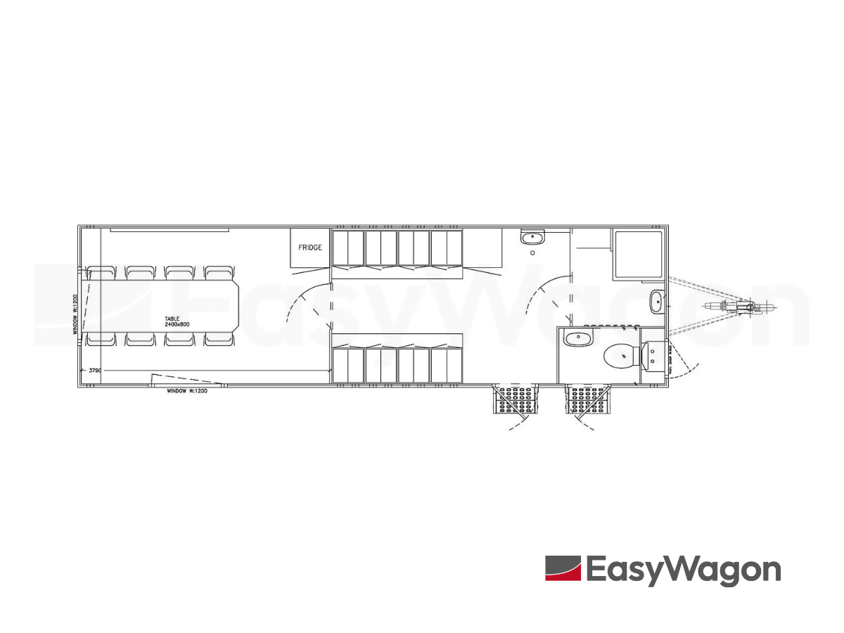 TYPE 928: Crewtrailer - 8 personen - kleedkamer - 1 douche - 1 toilet - maalpomp11